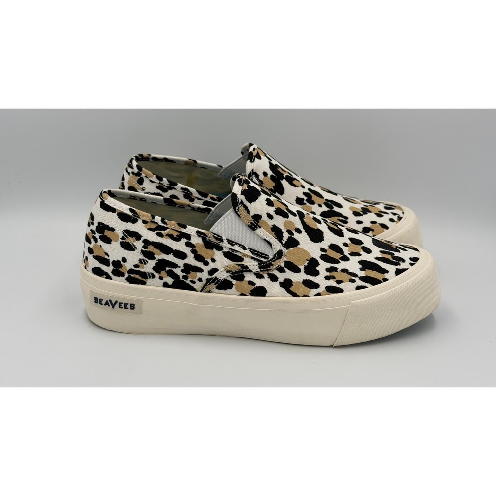 SeaVees Baja Platform Slip On Sneakers Womens 7.5 Leopard Print Canvas